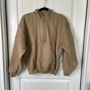 Joah Brown tan brown Retro half zip‎ sweatshirt medium large